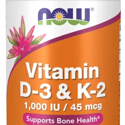 NOW Vitamin D-3 & K-2 Capsules