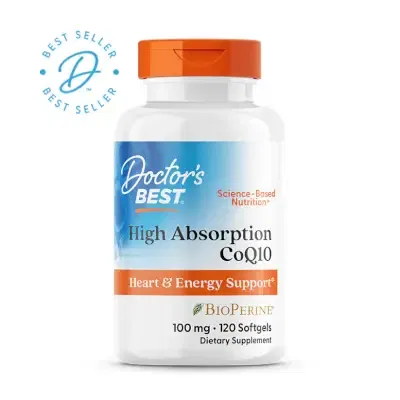 Doctor's Best High Absorption CoQ10 with BioPerine, 100 mg, 120 Softgels