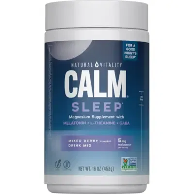 Natural Vitality CALM Sleep with Melatonin Powder Wildberry, 16 oz (453 g)